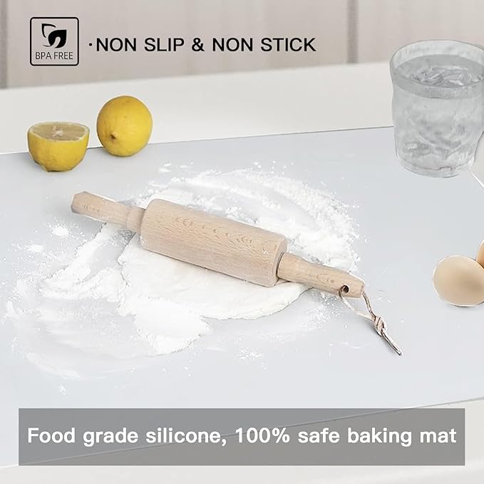 Silicone Mats for Kitchen Counter, 47.3"x23.6"x0.08" Largest Heat Resistant Mat Kitchen Island Waterproof 2MM Thick Countertop Protector Mat Nons-slip Extra Large Counter Mat (Semitransparent)
