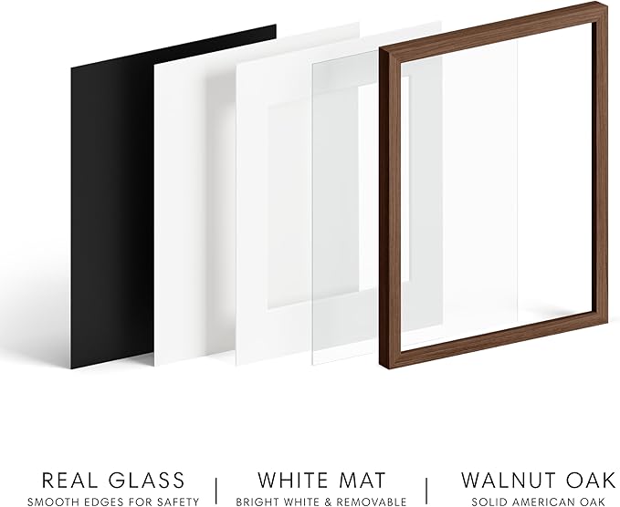 HAUS AND HUES 6x8 Picture Frame with Real Glass and Walnut Oak Matted to 4x6 - Oak 8x6 Picture Frame - Includes American Oak, Easel Back, Vertical Hang - Ideal for Home, Room, Office (6x8 in, Walnut)