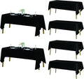 Fokitut 6 Pack Rectangle Tablecloth, 60x102 Inch, Stain Resistant and Wrinkle Polyester Table Cloth, Fabric Table Cover for Kitchen Dining, Wedding, Party, Holiday Dinner-Black