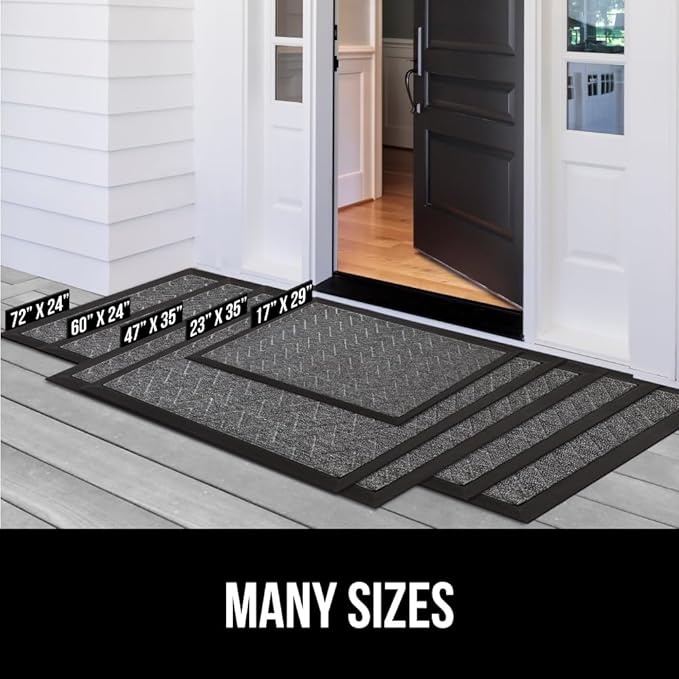 GORILLA GRIP 100% Waterproof All-Season WeatherMax Doormat 35x23, US Designed Natural Rubber, Stain and Fade Resistant, Low Profile Indoor Outdoor Door Mats, Easy Clean Patio Mat, Moss Vine Leaves