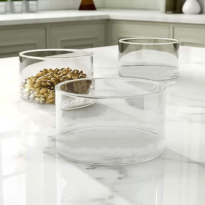 Large Glass Salad Bowl - Microwave & Dishwasher Safe - Centerpiece Serving Bowl - Mixing and Serving Dish - Clear Borosilicate Glass Fruit Bowl and Trifle Bowl, 100oz.