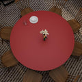 Round Table Pad, 1.8mm Thick, Dia.54 Inch, Leather Table Cover, Table Protector (Black+Wine Red)