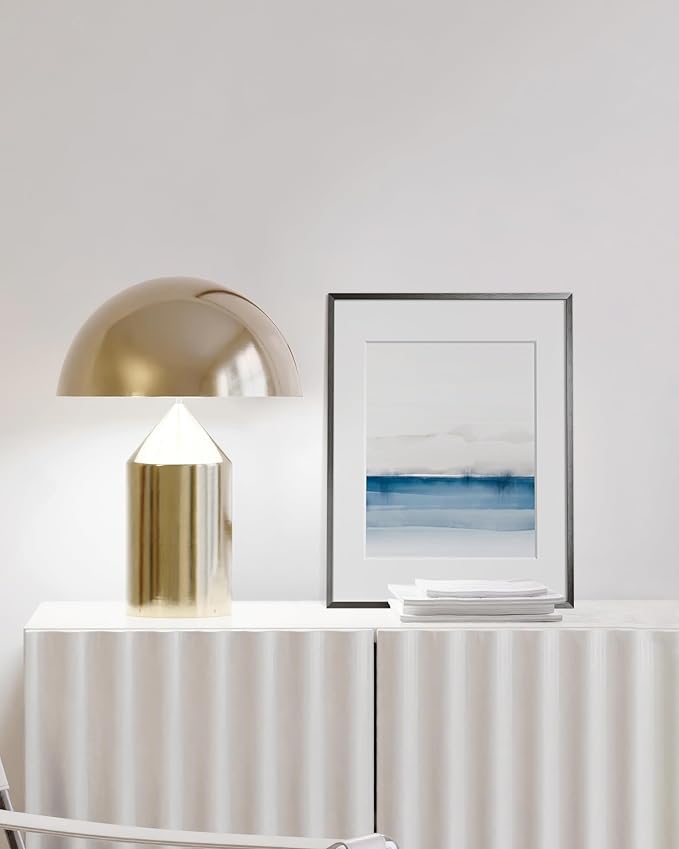 HAUS AND HUES 11x14 Picture Frame with Real Glass & Gray Premium-Grade Metal Matted to 8x10 - Aluminum 11x14 Picture Frame - Includes Hanging Kit - Ideal for Home, Office (11x14 in, Gray)