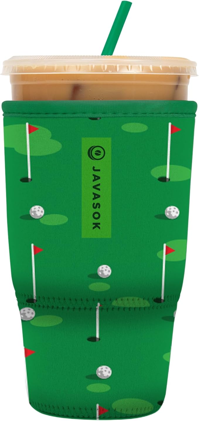 Sok It JavaSok Iced Coffee & Cold Soda Insulated Neoprene Cup Sleeve (Golf, Large: 30-32oz)