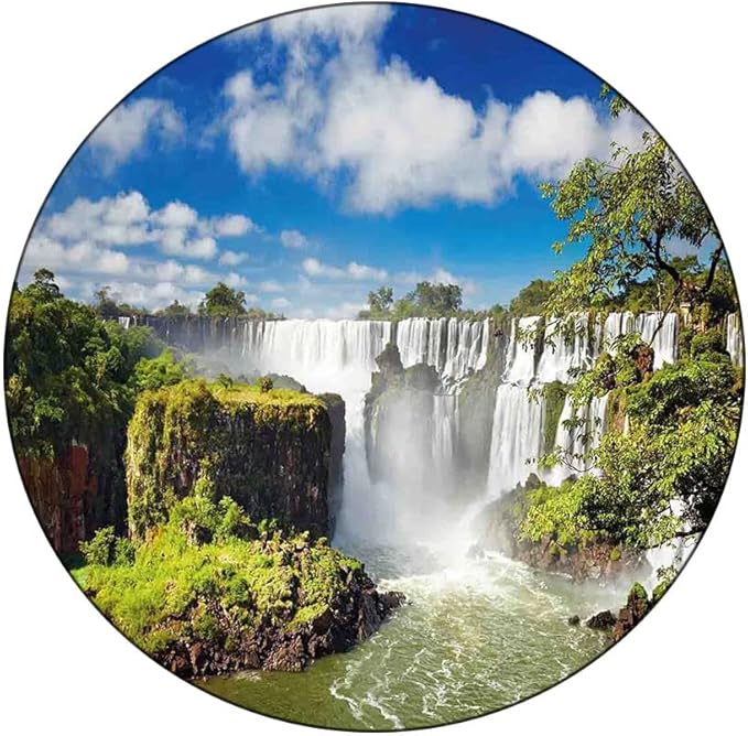 Small Round Tablecloth, Landscape Washable Polyester Table Cloth for, Majestic Waterfall River Argentinean Falls Natural, Fit Round Tables 32inch, Holiday Party Home Kitchen Dining Table Decoration