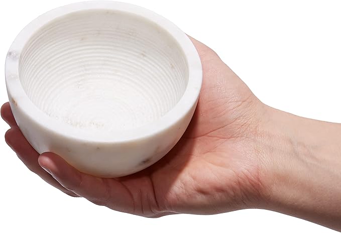 Beau Brummell The Original Marble Shaving Soap Bowl Handmade from 100% Natural Marble with Interior Grooves for Maximum Lather | Heat Retaining Stone Provides a Luxurious Hot Shave Experience