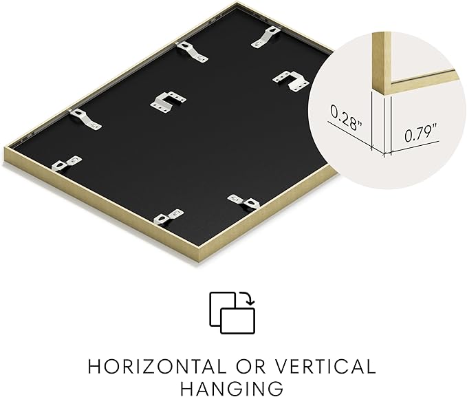 HAUS AND HUES 16x24 Picture Frame with Real Glass & Gold Premium-Grade Metal Matted to 12x16 - Aluminum 16x24 Frame - Includes Hanging Kit - Ideal for Home, Office (16x24 in, Gold)