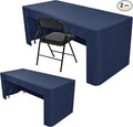 Nasitos 2 Pack Fitted Tablecloth for 4 Foot Tables-Navy Open Back Folding Table Cover Washable and Wrinkle Resistant Table Cloth for Trade Show, Book Fair, Career Fair, Convention, Events