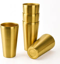 5 Pack 18.6 oz Stainless Steel Insulated Cup, Double Wall Vacuum Small Metal Cup, Reusable Camping Cups Unbreakable Indoor Outdoor for Party, Home, Office, BBQ, Gold