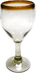 Amber Rim 7 oz Small Wine Glasses (set of 6), Recycled Glass, Lead-free, Toxin-Free (7oz Small Wine)