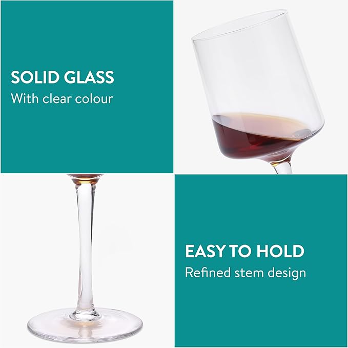 Navaris Clear Wine Glasses - Set of 4 - Transparent Wine Glasses with Stems - Stylish Design Glassware for Serving Wine, Cocktails, Dessert