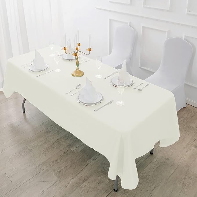 Fokitut 2 Pack Waterproof Rectangle Tablecloth, 60x102 Inch, Stain Resistant and Wrinkle Polyester Table Cloth, Fabric Table Cover for Kitchen Dining, Wedding, Party, Holiday Dinner-Ivory
