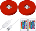 2 Pcs Light LED Base Wood LED Display Base for Glass Art Valentine Decor Crystal Acrylic Resin, 16 Colored USB Light with Remote Wooden Round Lamp Stand for 3D Crystal Ball Room Home Decor(Red)