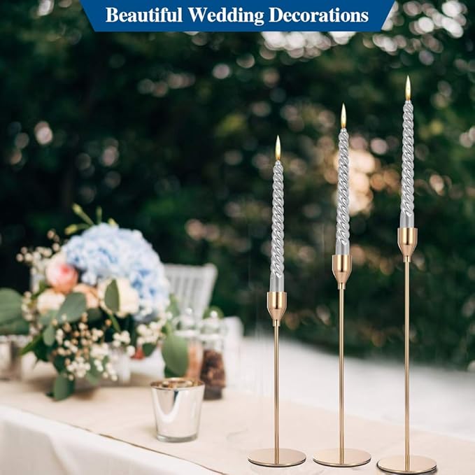 Set of 6 Pink Gold Candlestick Holders Pink Gold Candle Holder Taper Candle Holders Candle Holders Decorative Candlestick Holder for Home Decor, Wedding, Dinning, Party, Anniversary (Gold)