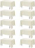 10-Pack Ivory Tablecloths for Rectangle Tables, 70 x 120 Inches, Stain-Resistant Polyester Fabric for 6 Foot Tables - Washable Table Covers for Weddings, Banquets, Birthday Parties, Events