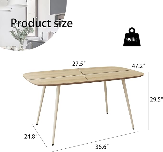 47.2'' Dining Table Set for 2,Modern Wood Dining Table,Leather Dining Chairs 2,Table and Chairs Set of 2,Ideal for Kitchen Dining Room (Cat Scratch Table + 2 White Chairs, 47.2")