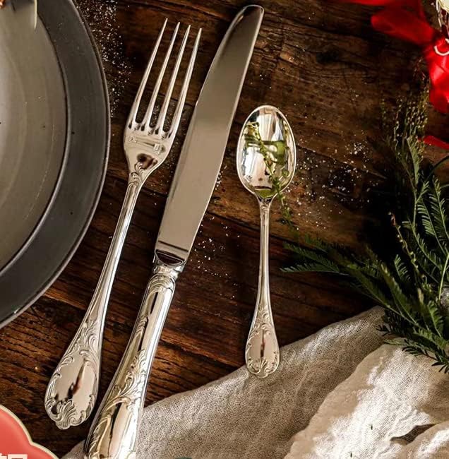 64-piece Silverware Set for 16, Retro Royal Palace Style Stainless Steel Flatware Cutlery Serving Utensils, Eating Tableware for Home Kitchen Hotel Restaurant, Mirror Polished