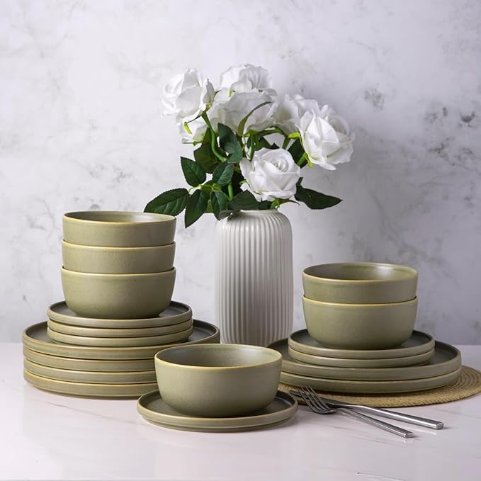 AmorArc Stoneware Dinner Plates Set of 6, 10.5 Inch Reactive Matte Glaze Ceramic Plates Set, Modern Dinnerware Dish set for Kitchen, Microwave, Dishwasher Safe
