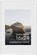 HAUS AND HUES 16x24 Picture Frame with Real Glass & White Premium-Grade Metal Matted to 12x16 - Aluminum Poster Frame 16x24 - Includes Hanging Kit - Ideal for Home, Office (16x24 in, White)