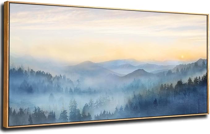 YJYart Tree Wall Art for Living Room Forest Nature Painting 20"x40"Framed Artwork Landscape Canvas Print for Bedroom Office Home Decor