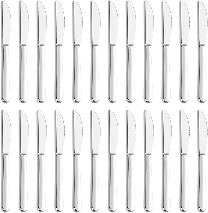 24 Pieces Knives Set - 9 Inches Dinner Knives, Butter Knife, Food Grade Stainless Steel Table Knife Set, Dishwasher Safe & Mirror Polished, Knife Silverware for Home/Restaurant/Kitchen