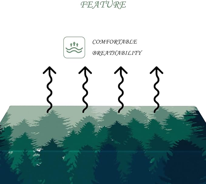 52x70 Inch Nature Rectangular Tablecloth Misty Pine Forest Silhouette Table Cloth Waterproof Durable Table Cover for Party Picnic Indoor Gaming Room Decor