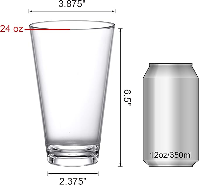 Amazing Abby Serenity - 24-Ounce Plastic Tumblers (Set of 6), All-Clear Reusable, Stackable, BPA-Free, Shatter-Proof, Dishwasher-Safe