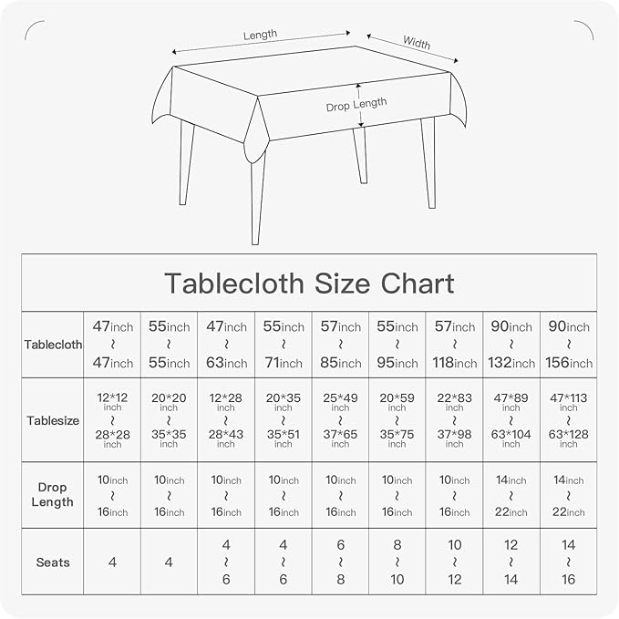 BALCONY & FALCON Square Tablecloth Washable Wrinkle Resistant and Water Proof Table Cloth Decorative Linen Fabric Tablecloths for Dining Party Kitchen Wedding Outdoor Use (Lake Blue, 47x47)
