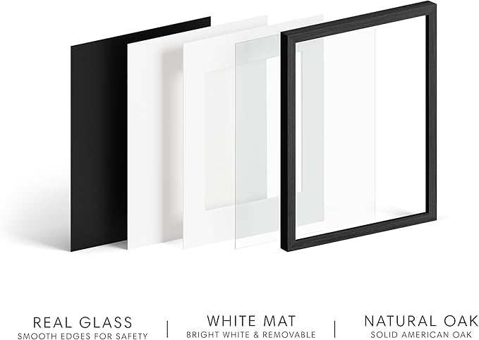HAUS AND HUES 4x6 Picture Frame with Real Glass and Black Oak - Oak 4x6 Tabletop Frame - Includes Real Glass, American Oak, Easel Back, Vertical Hang - Ideal for Home, Room, Office (4x6 in, Black)