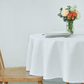 maxmill Round Weaved Texture Design Tablecloth Spill-Proof Wrinkle Free Soft Washable Table Cloth for Circular Table Cover, for Dining Room Buffet Banquet Parties Holiday Dinner, 70 Inch White