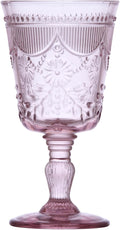 FORTESSA Debutante Vintage Themed Glassware, 10 Ounce Water Goblets (Set of 6), Dishwasher-Safe Water Glasses, Pink