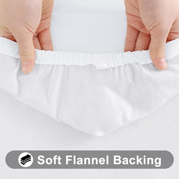 Smiry Rectangle Tablecloth, Elastic Fitted Flannel Backed Vinyl Tablecloths for 4ft Folding Tables, Waterproof Wipeable Table Covers for Indoor, Outdoor, Picnic and Camping (White, 24"x48")
