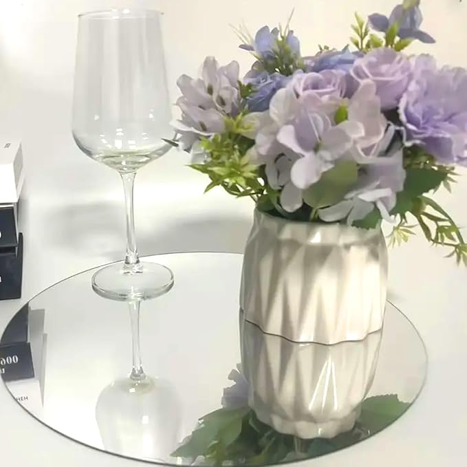 14Pack Round Acrylic Mirrors for Centerpieces, 2mm, 12inch Round Mirror Candle Trays for Tables Mirror Centerpieces, Circle Mirror Flat Trays for Wall Decor, Table Centerpieces, Wedding Decorations