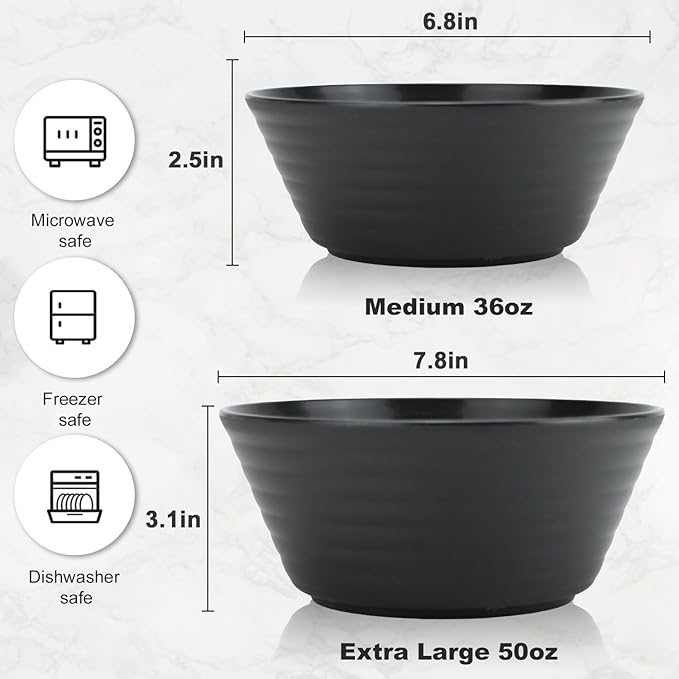 Wrova Wheat Straw Bowl Sets,6 PCS Unbreakable Big Cereal Bowl 50 OZ,Microwave and Dishwasher Safe Bowls,Large Salad Bowls for Camping,Picnic,Apartment,Dorm,RV (Classic Series)