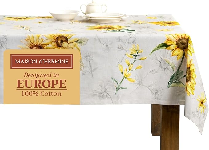 Maison d' Hermine Table Cloth Square Table 100% Cotton 60 x 60 Inches Tablecloth Reusable Decorative for Dining Room Farmhouse Home Valentines Day Decorations Spring Summer - Candice