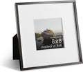 HAUS AND HUES 8x8 Picture Frame with Real Glass & Gray Premium-Grade Metal Matted to 4x4 - Aluminum 8x8 Inch Frame - Includes Easel Back, Hanging Kit - Ideal for Home, Office (8x8 in, Gray)