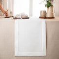 D'Moksha Homes Linen White Table Runner 120 Inches Long - 100% Pure Linen Hemstitch 14 x 120 Inch Table Runner for Dining, Valentines, Spring, Easter - Classic Hemstitch