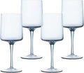 Navaris Blue Square Wine Glasses (Set of 4) - Colored Wine Glasses with Stems - Colored Glassware with Stem for Serving Wine, Cocktails, Beer, Dessert