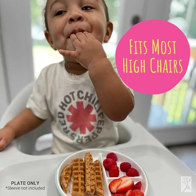 Elk and Friends Kids 7.8” Porcelain White Plates | Divided Plates | Suitable for Kids/Toddlers | Microwave & Dishwasher Safe | Non Slip | Snack Dishes | 2 Pack