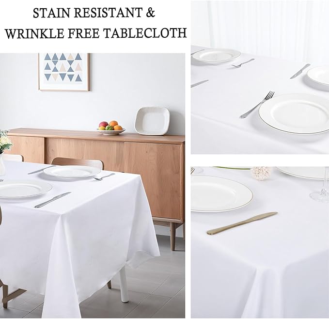 12 Pack White Tablecloth 60 x 102 Inch Rectangular Table Cloth for 6 Foot Rectangle Tables, Wrinkle Resistant Washable Polyester Fabric Table Covers for Wedding Party Banquet Buffet and Camping