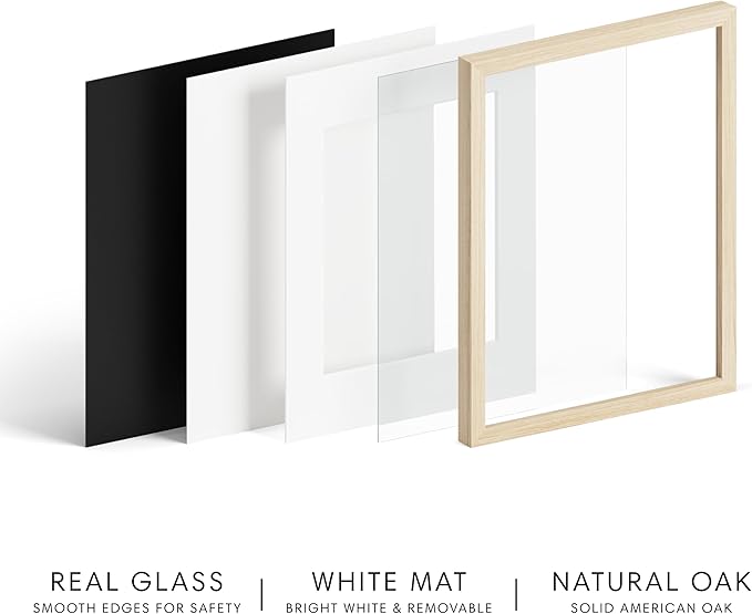 HAUS AND HUES 11x17 Picture Frame with Real Glass and Natural American Oak Matted to 8x12 - Oak Glass Picture Frame - Includes Vertical & Horizontal Hang - Ideal for Home, Office (11x17 in, Natural)