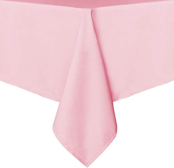 sancua Rectangle Tablecloth - 60 x 60 Inch - Stain and Wrinkle Resistant Washable Polyester Table Cloth, Decorative Fabric Table Cover for Dining Tables, Buffet Parties and Camping, Pink