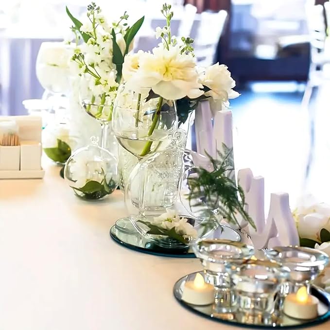 14Pack Round Acrylic Mirrors for Centerpieces, 2mm, 12inch Round Mirror Candle Trays for Tables Mirror Centerpieces, Circle Mirror Flat Trays for Wall Decor, Table Centerpieces, Wedding Decorations