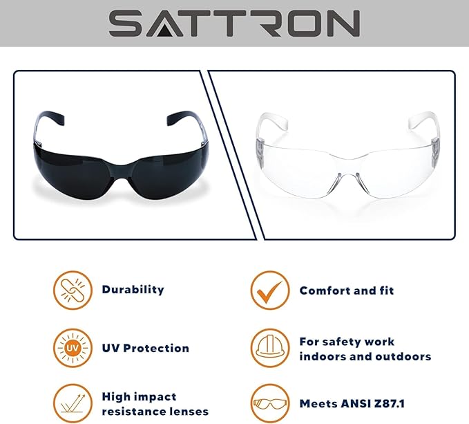 24 Pack of Tinted Safety Glasses (Protective Safety Sunglasses) Ploycarbonate Dark Smoke Lenses for UV Protection, Scratch & Impact Resistant, Perfect for Construction, Outdoor Work, Shooting and More