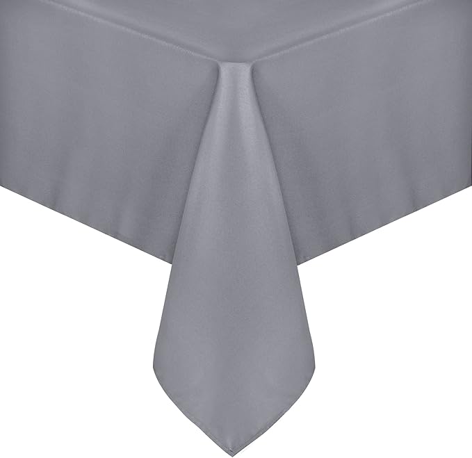 sancua Rectangle Tablecloth - 60 x 102 Inch - Stain and Wrinkle Resistant Washable Polyester Table Cloth, Decorative Fabric Table Cover for Dining Tables, Buffet Parties and Camping, Light Grey