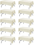 10-Pack Ivory Tablecloths for Rectangle Tables, 60 x 102 Inches, Stain-Resistant Polyester Fabric for 6 Foot Tables - Washable Table Covers for Weddings, Banquets, Birthday Parties, Events
