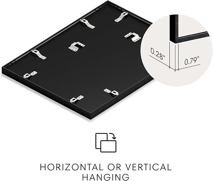 HAUS AND HUES 12x16 Picture Frame with Real Glass & Black Premium-Grade Metal Matted to 8.5x11 - Aluminum 12x16 Frame - Includes Hanging Kit - Ideal for Home, Office (12x16 in, Black)