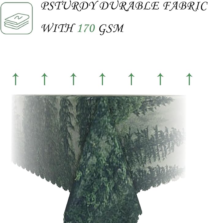 60x102 Inch Nature Scenery Rectangular Tablecloth Foggy Wild Forest Mysterious Secret Realm Table Cloth Waterproof Durable Table Cover for Home Game Room Banquet Picnic Outdoor BBQ Decor
