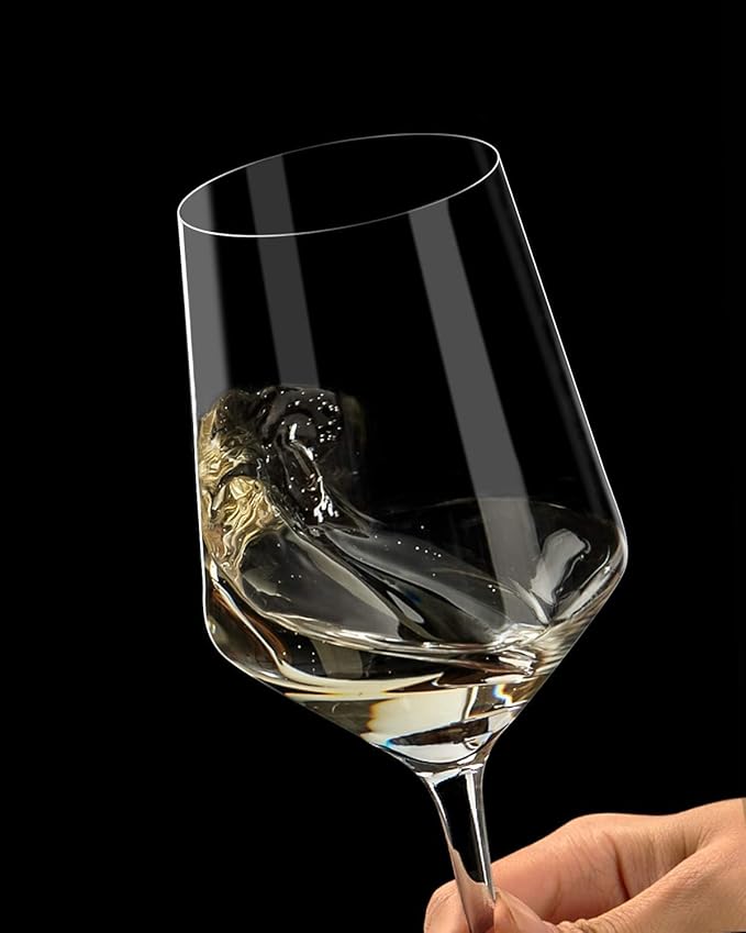 OJA Red Wine Glasses Set of 4, Hand Blown Premium Crystal Wine Glasses, 17 oz, Long Stem,Thin Rim, Perfect for Red or White, Daily Use, Unique Wedding Anniversary or Birthday Gift