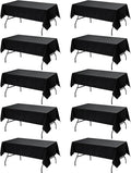 10-Pack Black Tablecloths for Rectangle Tables, 60 x 102 Inches, Stain-Resistant Polyester Fabric for 6 Foot Tables - Washable Table Covers for Weddings, Banquets, Birthday Parties, Events